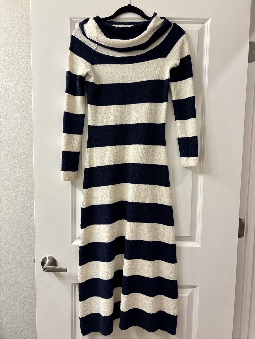 Zara Navy & Cream Striped Maxi Dress